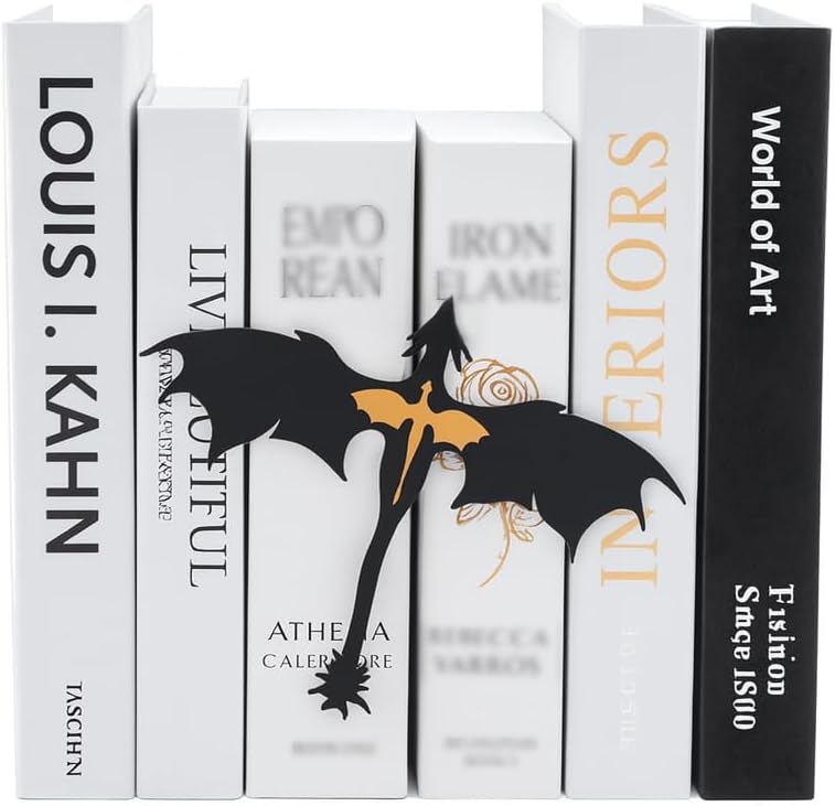 YUKEI Metal Fantasy Dragon Shelf Decor – 4th Wing Dragon Silhouette Bookend Ornament for Fantasy Readers and Book Lovers, 6.7" Wide Standing Bookshelf Decoration - Image 1